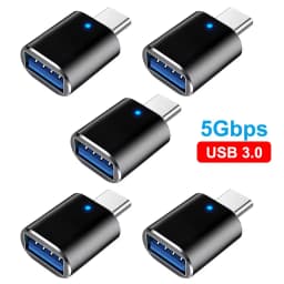 NNBILI 1-5pcs USB 3.0 To Type C Adapter LED OTG To USB C Male To USB A Female Connector For HUAWEI Samsung Xiaomi POCO Adapters