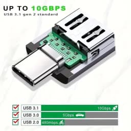 NNBILI 1-5pcs USB 3.0 To Type C Adapter LED OTG To USB C Male To USB A Female Connector For HUAWEI Samsung Xiaomi POCO Adapters