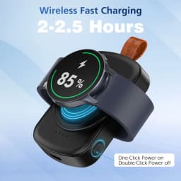 1800mAh Magnetic Smartwatch Wireless Charger Dock with Keychain for Samsung Galaxy Watch 8/7/6 Classic 5/4 Pro/3 Fast Charging
