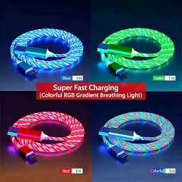 NNBULI Fast Charging Data Cord Flow Luminous USB Type C Cable 3A Fast Charging Cable Glowing LED Cable for Samsung Xiaomi Huawei