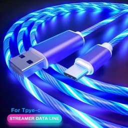 NNBULI Fast Charging Data Cord Flow Luminous USB Type C Cable 3A Fast Charging Cable Glowing LED Cable for Samsung Xiaomi Huawei