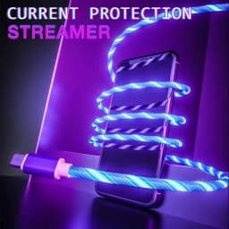 NNBULI Fast Charging Data Cord Flow Luminous USB Type C Cable 3A Fast Charging Cable Glowing LED Cable for Samsung Xiaomi Huawei