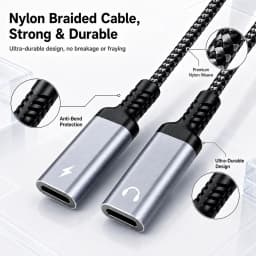2 in 1 USB C Headphone And Charger Adapter Type C Dual Port Aux Audio Cable Fast Charging For iPhone 17 Samsung Phone Splitter