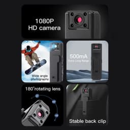 Mini A9 Handheld Camera 1080P HD Infrared Night Vision Back Clip Camera Recorder Outdoor Sports Riding Handheld Camera