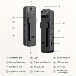 Mini A9 Handheld Camera 1080P HD Infrared Night Vision Back Clip Camera Recorder Outdoor Sports Riding Handheld Camera