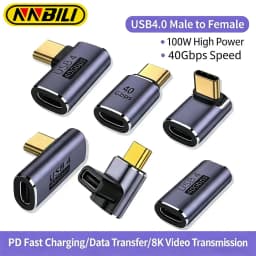 USB4.0 40Gbps OTG USB C 90 Degree Adapter 100W 5A Type C to Type C Fast Charging Converter USB C Data Adapter For Macbook 8K60HZ