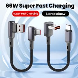0.15M 0.25M 0.5M Short Elbow USB Type C Cable 66W USB A To Type C Fast Charging Cable for iphone 15 16 Huawei Samsung Xiaomi