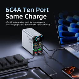USB Type C GaN Charger Ai Display 10 in 1 Desktop Power Station Fast PD Charge For iPhone 17 Pro Max MacBook Air
