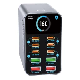 USB Type C GaN Charger Ai Display 10 in 1 Desktop Power Station Fast PD Charge For iPhone 17 Pro Max MacBook Air