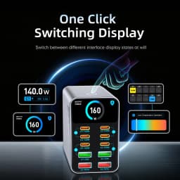USB Type C GaN Charger Ai Display 10 in 1 Desktop Power Station Fast PD Charge For iPhone 17 Pro Max MacBook Air