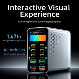 USB Type C GaN Charger Ai Display 10 in 1 Desktop Power Station Fast PD Charge For iPhone 17 Pro Max MacBook Air
