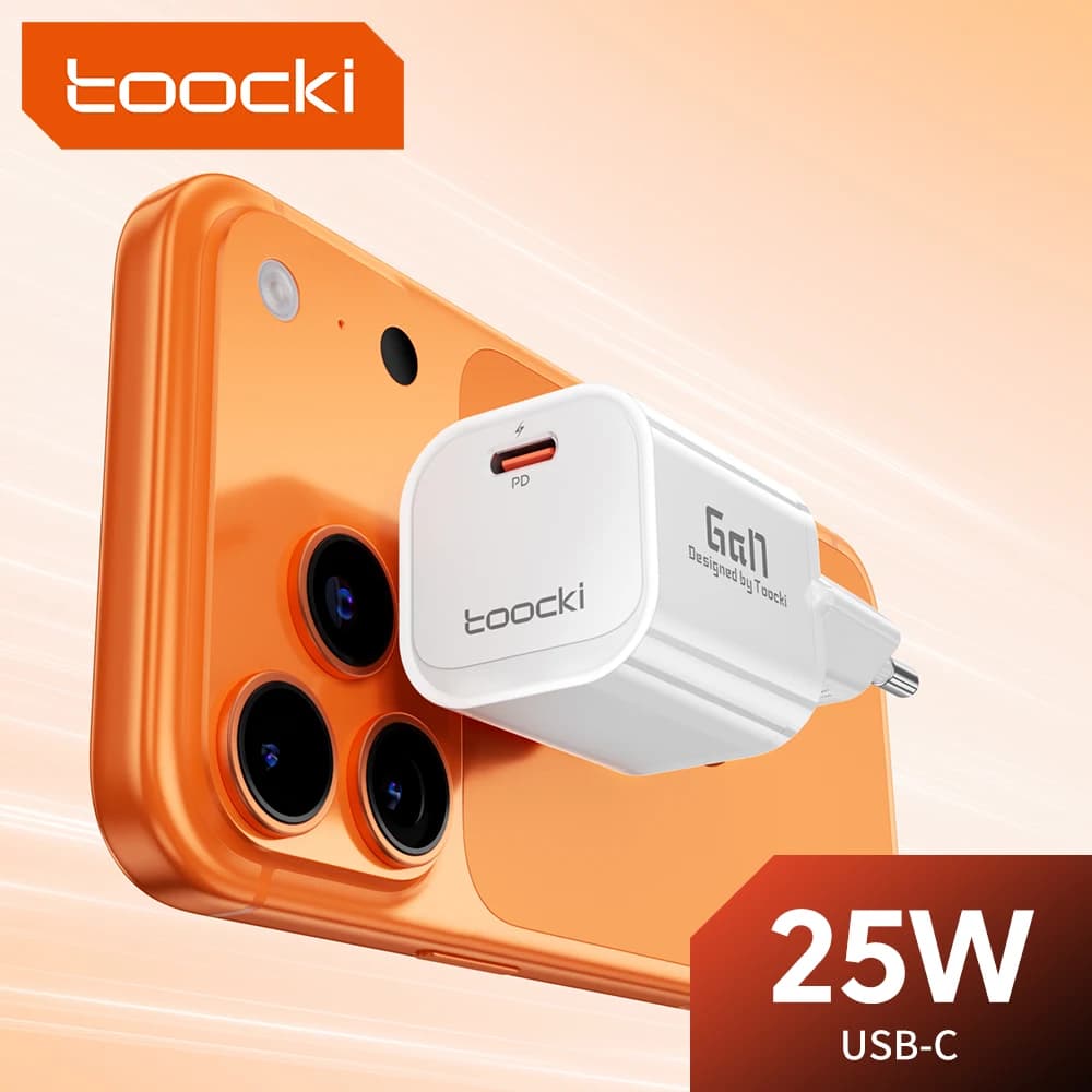 Toocki 25W GaN Charger USB C QC3.0 PD3.0 PPS Fast Charging for iPhone 18 17 16 Pro Max Samsung S25 S26 Fast Type C Charger