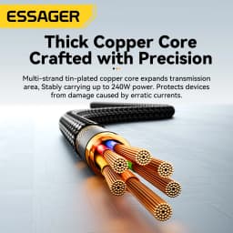 Essager 240W USB Type C To USB C Cable For Macbook iPad Samsung Huawei PD Fast Charging Charger Cord 5A E-Marker Chip Fast USB C