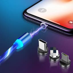Magnetic Cable Flowing Light LED Micro USB Cable for Samsung Type C Charging for Xiaomi Huawei Magnet Charger Cord