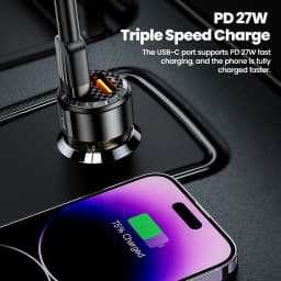 Toocki 60w Car Charger 30wUSB A + Type C PD30w Fast Charging Car Cellphones Adapters For Xiaomi iPhone 15 Oneplus Samsung Huawei
