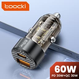 Toocki 60w Car Charger 30wUSB A + Type C PD30w Fast Charging Car Cellphones Adapters For Xiaomi iPhone 15 Oneplus Samsung Huawei