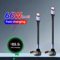 Short USB Type C Cable 90° Elbow USB C To Type C Data Cable Fast Charging For IPhone15 16 Xiaomi Huawei Power Bank USB C Cable