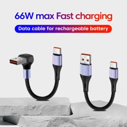 Short USB Type C Cable 90° Elbow USB C To Type C Data Cable Fast Charging For IPhone15 16 Xiaomi Huawei Power Bank USB C Cable