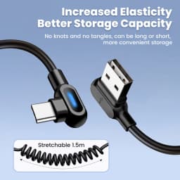 6A Dual Elbow USB C To Type C Short Spring Data Cable Fast Charging USB Type C Cable For Samsung Xiaomi Phone Charger Wire