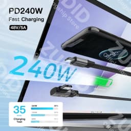 Flat USB4 40Gbps Type C to Type C Data Cable ThunderBolt 3 PD 240W 5A USB-C Cord For iPhone 15 16 Pro MacBook Pro Samsung Xiaomi