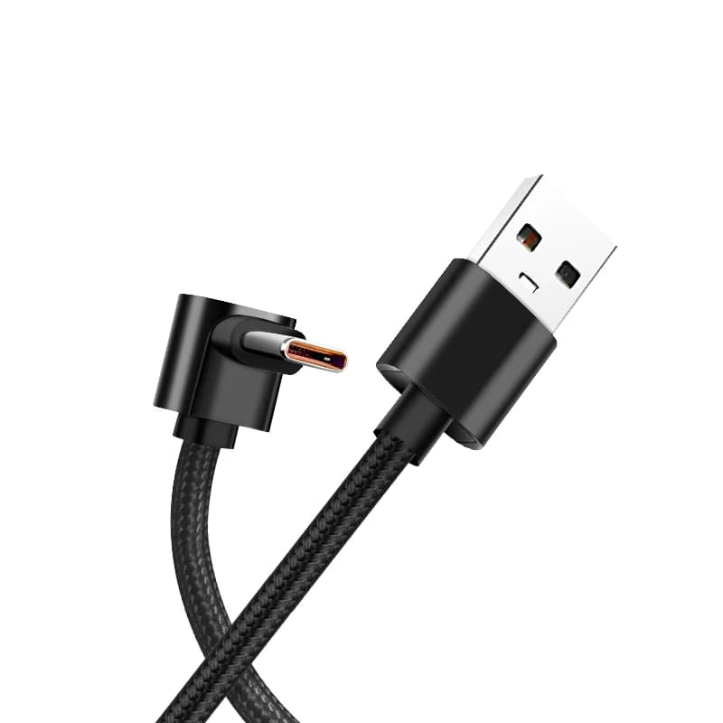 100W 90 Degrees Braid 0.25m/0.5m/1m/2m 4A Quick Charger Elbow USB to Type C Cord PD Cable For iPhone Samsung Xiaomi Macbook