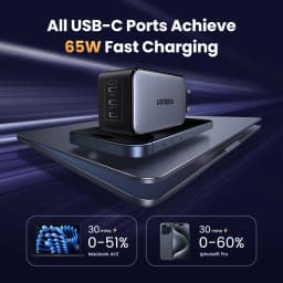 UGREEN 65W GaN Charger Quick Charge 4.0 3.0 PPS PD 3.0 Fast Charger 3 USB C For Macbook Air Laptops Tablets iPhone 18 17 16 Pro
