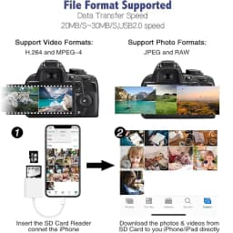 USB-C to SD Card Reader for iPhone iPad,3-in-1 Multiport Adapter with USB Port, for MacBook Air/Pro