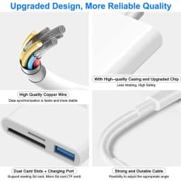 USB-C to SD Card Reader for iPhone iPad,3-in-1 Multiport Adapter with USB Port, for MacBook Air/Pro