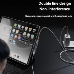 USB C to 3.5mm Headphone and Charger 2 In 1 Adapter Type-C to Aux Audio Jack with 100W PD Fast Charging Dongle for Laptop Mobile