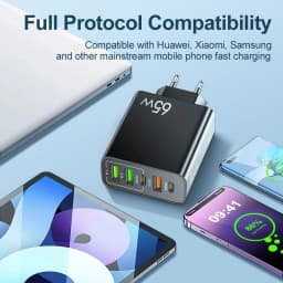 USB Type C Charger Total 65W PD Fast Charging Phone Charger Wall Adapter For iPhone 15 Samsung Xiaomi 5 Ports USB Quick Charger