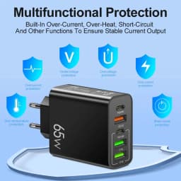 USB Type C Charger Total 65W PD Fast Charging Phone Charger Wall Adapter For iPhone 15 Samsung Xiaomi 5 Ports USB Quick Charger