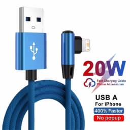 Right Angle Fast Charging USB Cable For iPhone 11 12 13 Pro XS Max X XR 6 6S 7 8 14 Plus Braided Wire Elbow Data Cable 1m 2m 3m