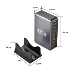 320W GaN Charger USB C Fast Desktop 8-port USB Type C PD Charger Fast Charge 3.0 USB Type C Fast Charger for IPhone15 14 Samsung