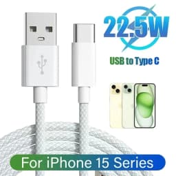 22.5W 3A USB to Type C Fast Charging Data Cable For iPhone 15/15 Pro/15 Pro Max/15 Plus Carplay Phone USB C Cord Nylon Braided