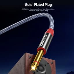 SUNKANDI 1/8 to 1/4 Audio Cable, 3.5mm TRS to Dual 6.35mm 1/4 TS Mono Y Splitter Audio Cord Adapter for PC, Home Stereo System