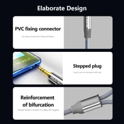 SUNKANDI 1/8 to 1/4 Audio Cable, 3.5mm TRS to Dual 6.35mm 1/4 TS Mono Y Splitter Audio Cord Adapter for PC, Home Stereo System
