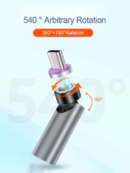 540° Degree Rotating Magnetic Wire Fast Charging PD 5A Adapter For Mobile Phone Accessories Type-C Data Transfer Cable Connector
