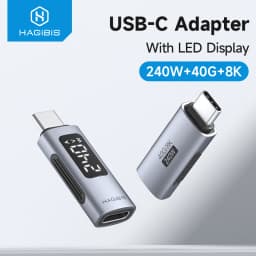 Hagibis LED Display 240W USB C Adapter Type C to USB C USB4 Connector 40Gbps 8K@60Hz for Thunderbolt 4/3 iPhone 17 Macbook Pro