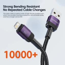 Toocki USB Cable for iPhone 14 13 12 Pro Max X XR 8 Plus iPad Fast Charging Charger Aluminum iP Cable iPhone Series Data Cord