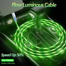 6A Glowing Cable Micro USB Type C Cable Fast Charging For Huawei iPhone 15 Pro Xiaomi USB C Data Cord Atmosphere lights Cable