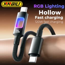 NNBILI Dual Type C 120W USB A to Type C Fast Charging Data Cord Type-C Quick Charging for Huawei MacBook iPad iPhone 18 17 Honor