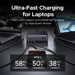 【Korean Plug】UGREEN 200W GaN Charger 8 in 1 Desktop Charging Station For Macbook Laptop iPhone 18 17 Pro Xiaomi Samsung Tablet