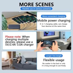 1 to 6 Micro USB Multi Charging Cable USB A 2.0 to 6 Micro USB Splitter Cable for Android Phone Tablet Players and More Device