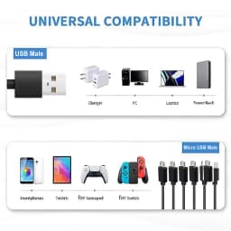 1 to 6 Micro USB Multi Charging Cable USB A 2.0 to 6 Micro USB Splitter Cable for Android Phone Tablet Players and More Device