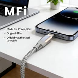 MFI Certified Fast Charging USB-C to Lightning Data Cable, 20W Nylon Braided Cable for iPhone 14, 14 Pro, 14 Plus, 13, 12, 11