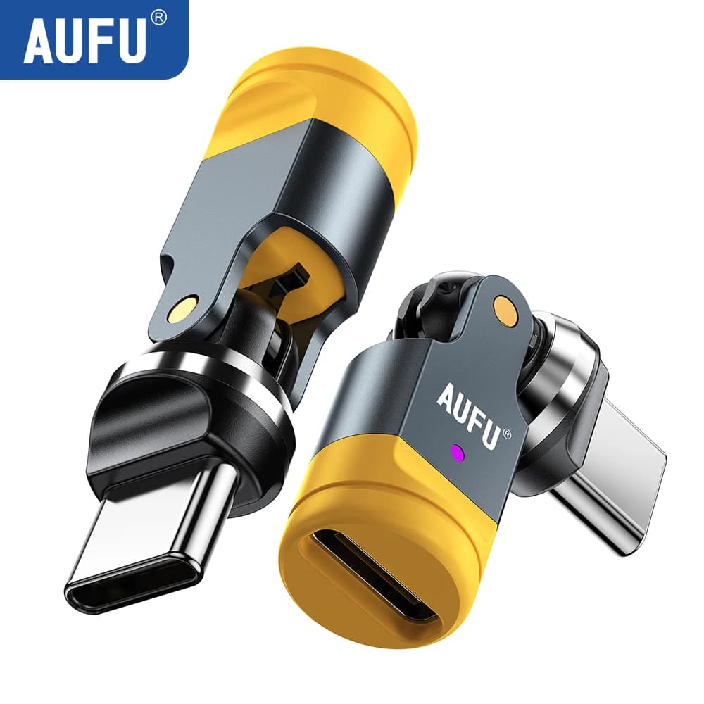 AUFU 540 Degree USB C Adapter 240W PD Fast Charging Cable Adapter Type C Male To Female Converter For Samsung S22 Xiaomi Laptop