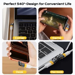 AUFU 540 Degree USB C Adapter 240W PD Fast Charging Cable Adapter Type C Male To Female Converter For Samsung S22 Xiaomi Laptop