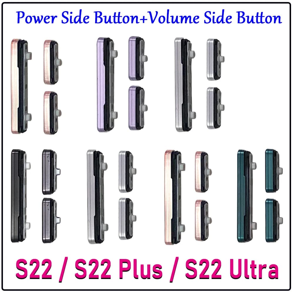 Side Volume Button + Power ON / OFF Buttton Key Set Replacement Parts For Samsung S22 / S22 Plus / S22Ultra