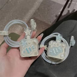 Cute 3D Shell Fish Star Wave Border Epoxy USB Protector Cover For iPhone 18W-20W Data Line Head Cord Fast Charging Case