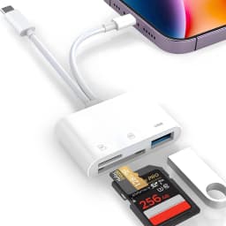 5-in-1 USB 3.0 Type-C SD TF CF Card Reader for iPhone 14 15 16 iPad MacBook Android Huawei Laptop OTG Adapter No APP Requires